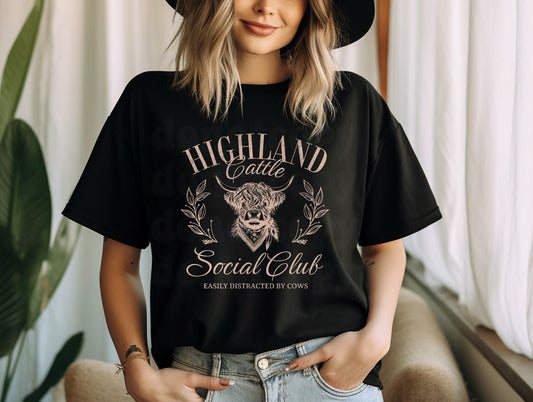 Highland Cattle Social Club LIGHT TAN INK