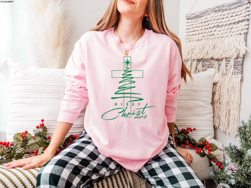 Merry Christmas Cross KELLY GREEN INK