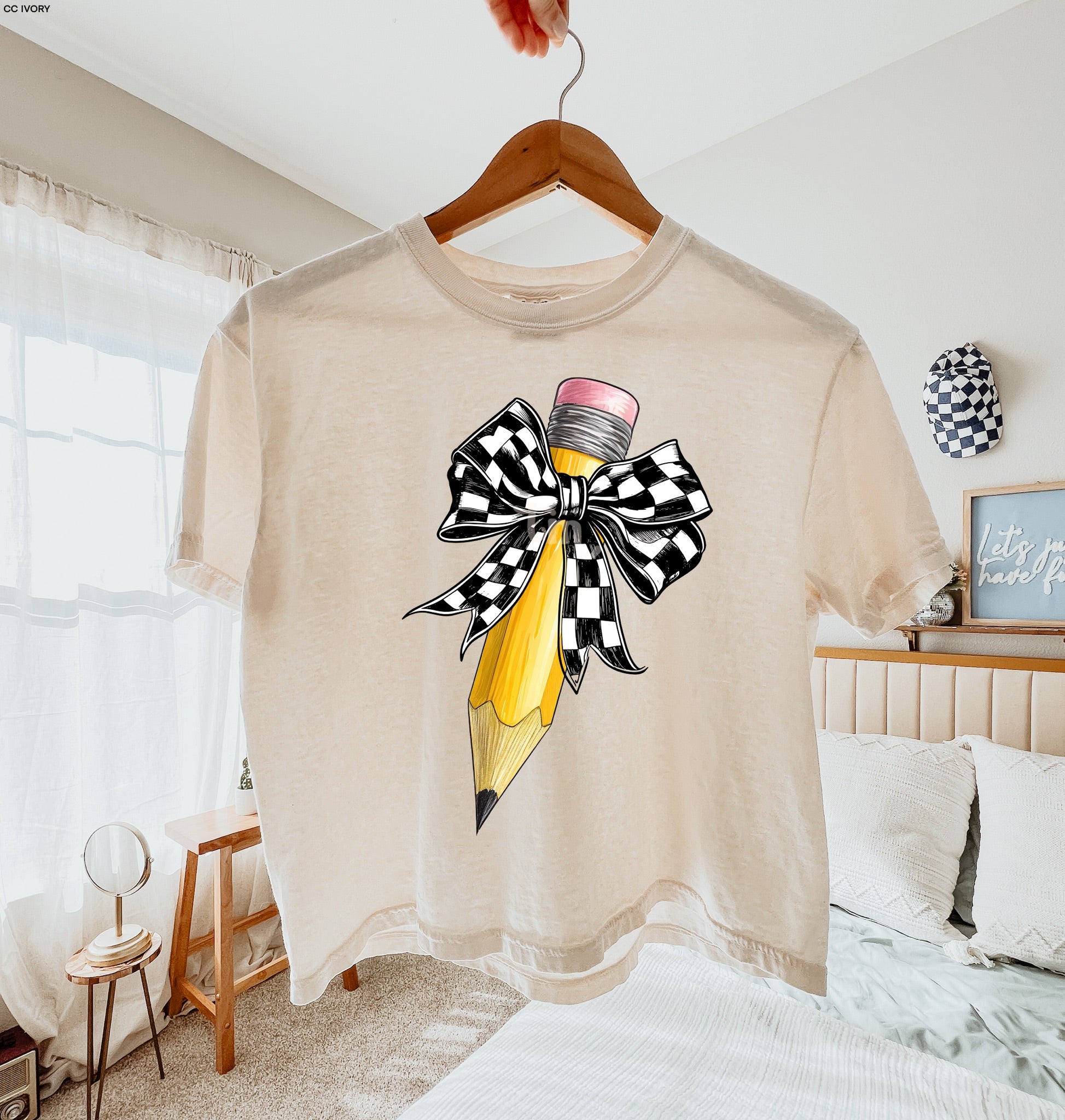 Checkered Bow Pencil MATTE CLEAR FILM