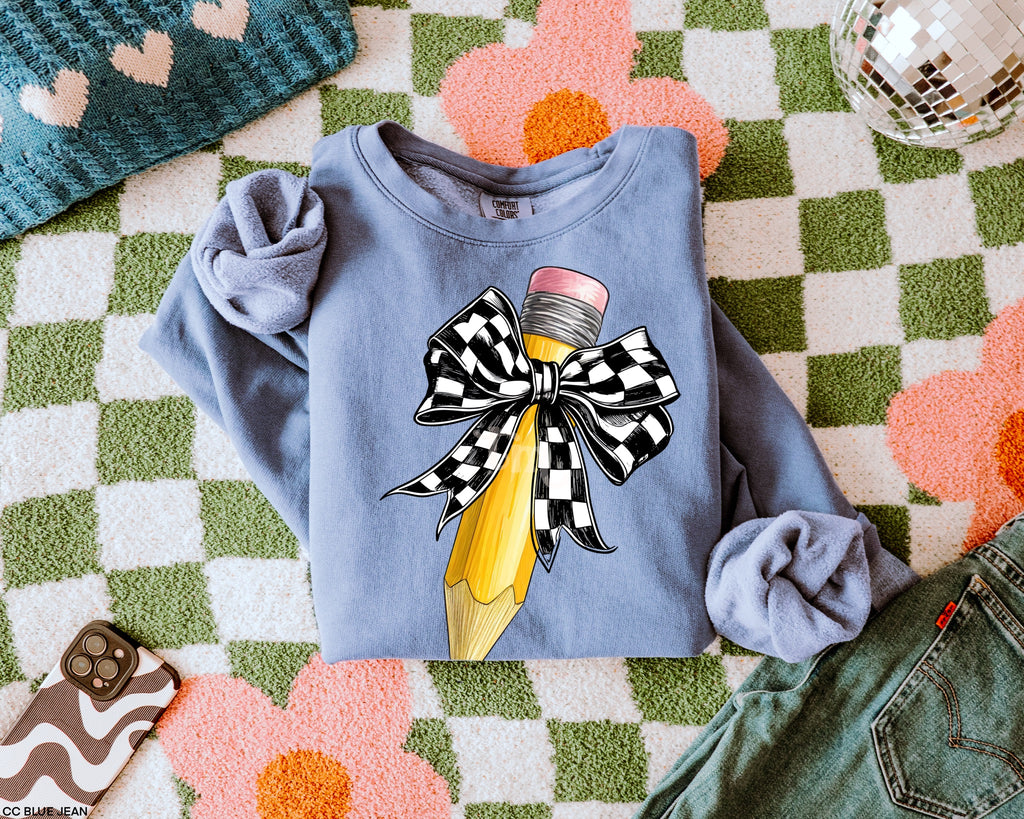 Checkered Bow Pencil MATTE CLEAR FILM