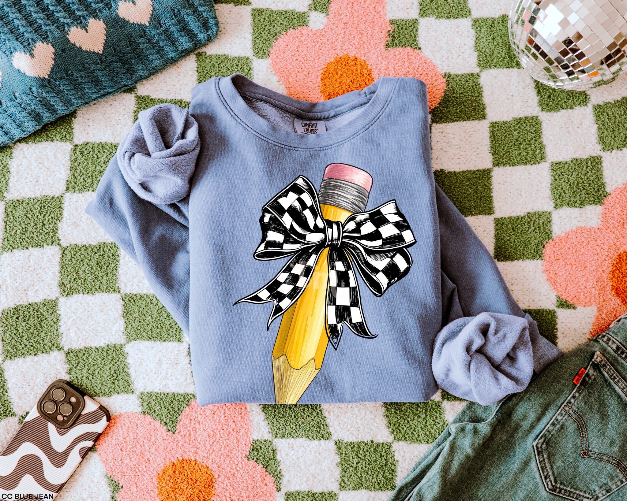 Checkered Bow Pencil MATTE CLEAR FILM