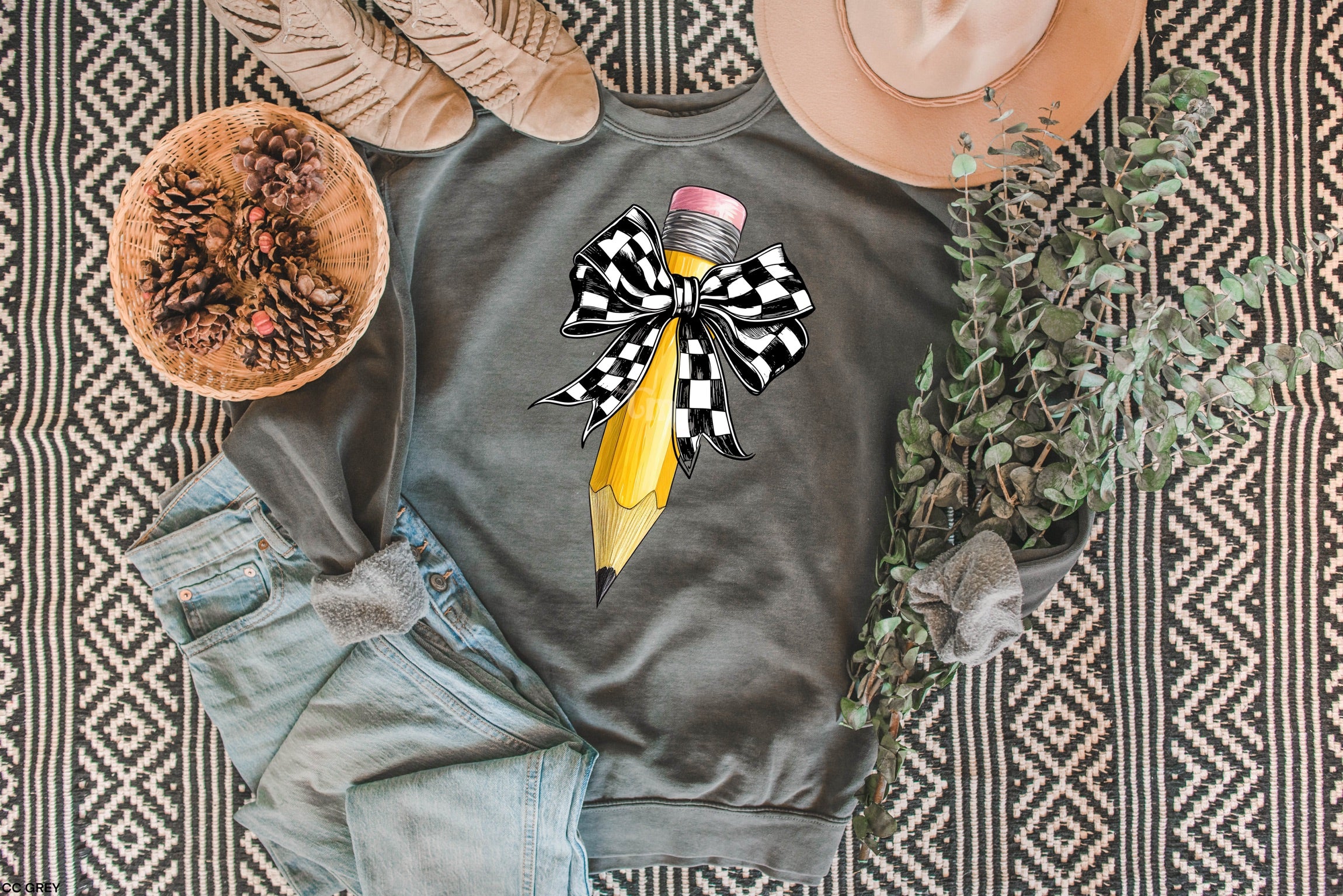 Checkered Bow Pencil MATTE CLEAR FILM