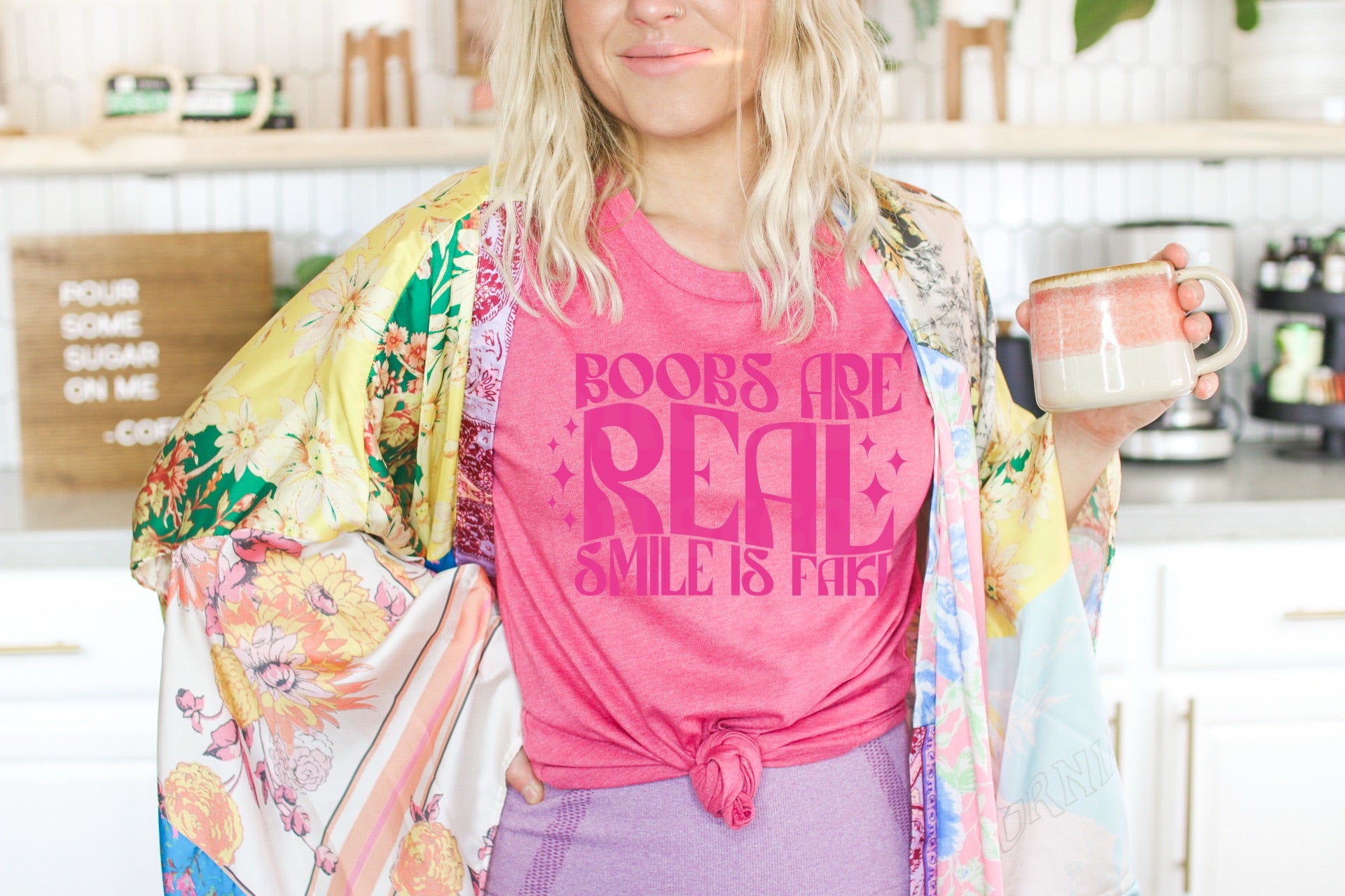 Boobs Real, Smile Fake HOT PINK INK