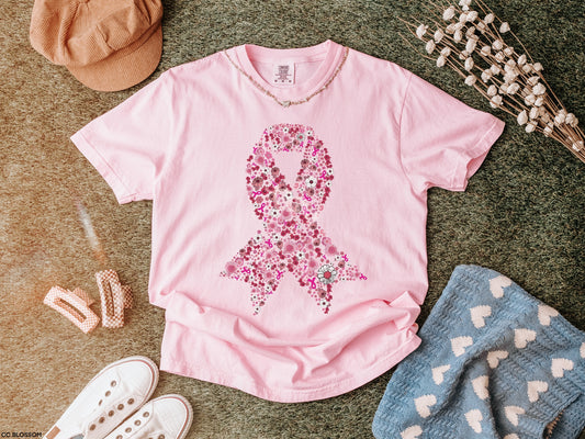 Floral Breast Cancer Awareness Ribbon MATTE CLEAR FILM