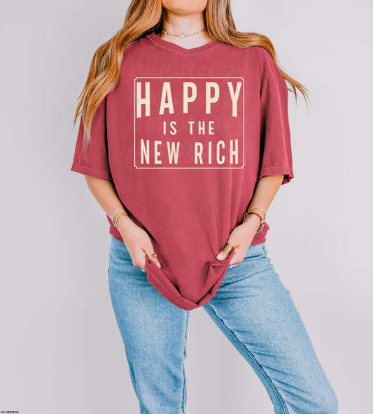 Happy Is The New Rich BEIGE INK