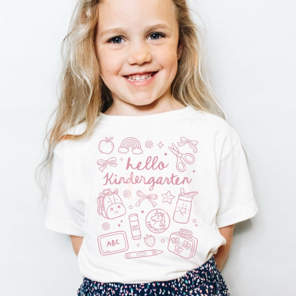 Hello Kindergarten Doodles YOUTH PINK INK