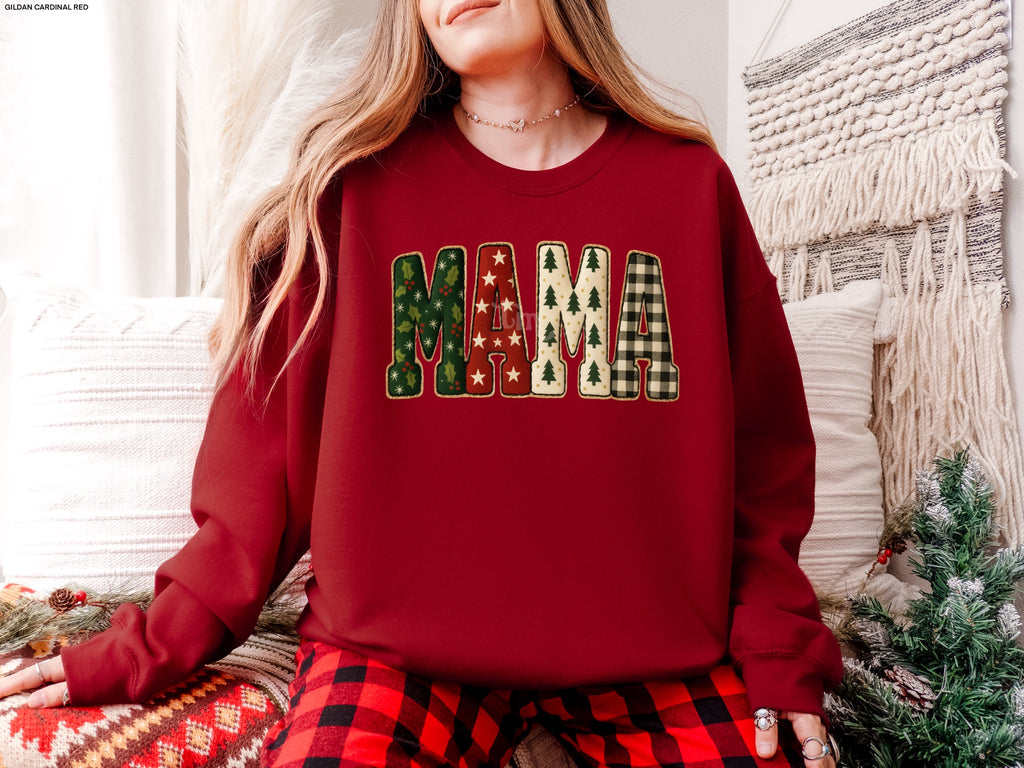 Faux Patch Vintage Christmas Mama MATTE CLEAR FILM