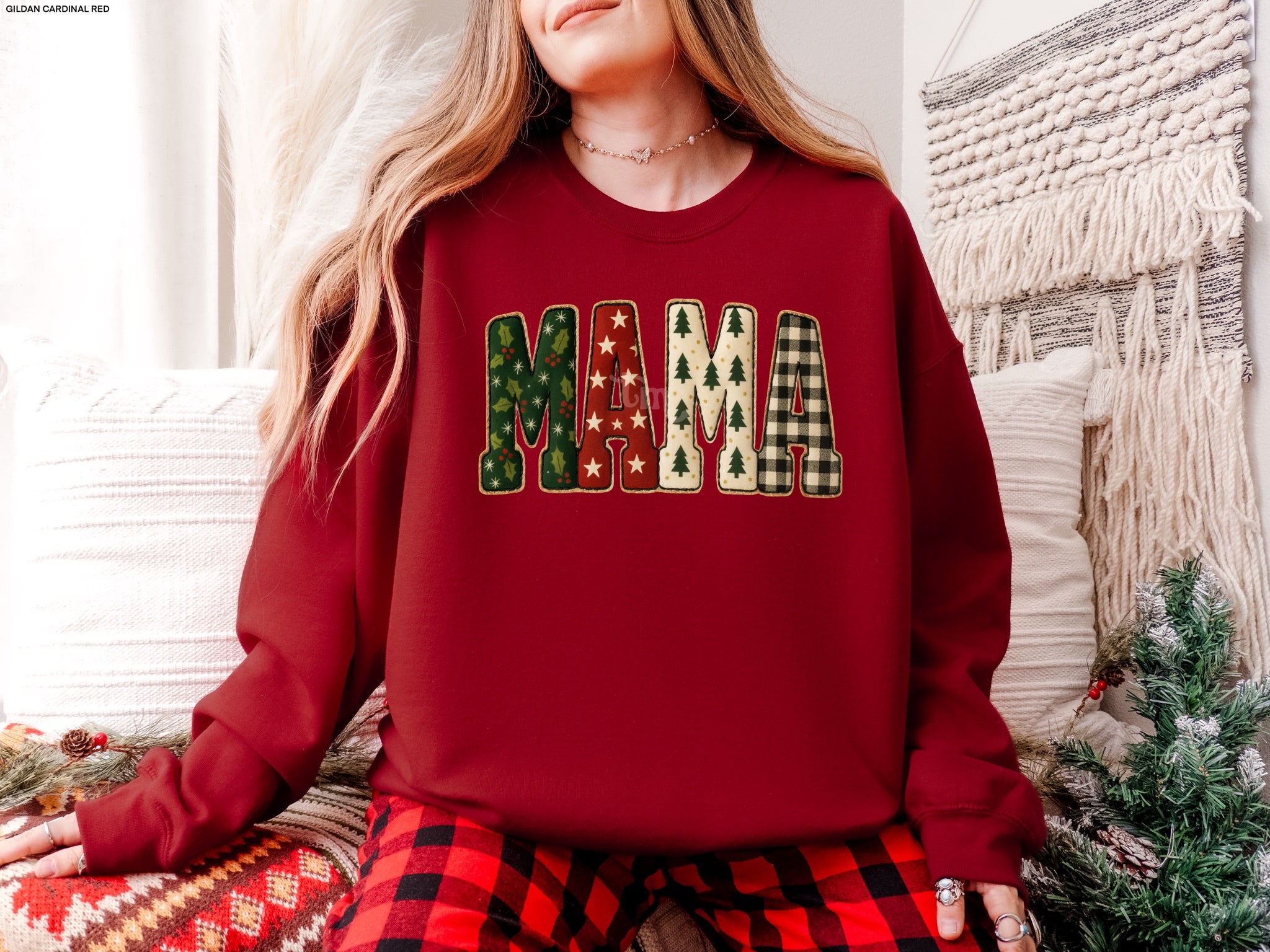 Faux Patch Vintage Christmas Mama MATTE CLEAR FILM