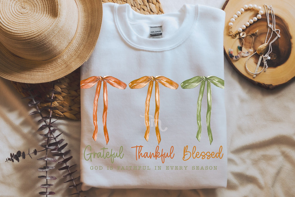 Thankful Grateful Blessed Bows MATTE CLEAR FILM