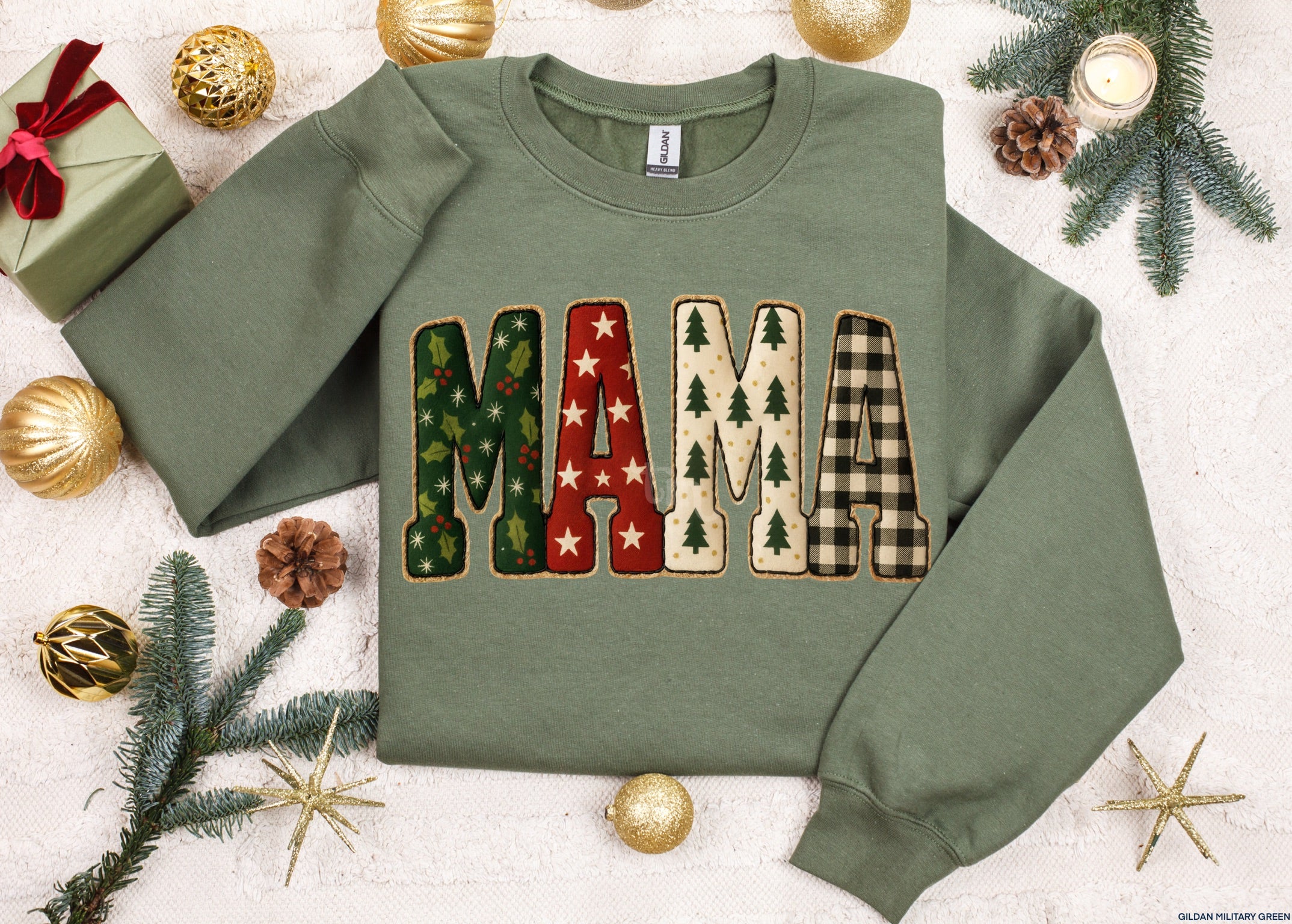 Faux Patch Vintage Christmas Mama MATTE CLEAR FILM