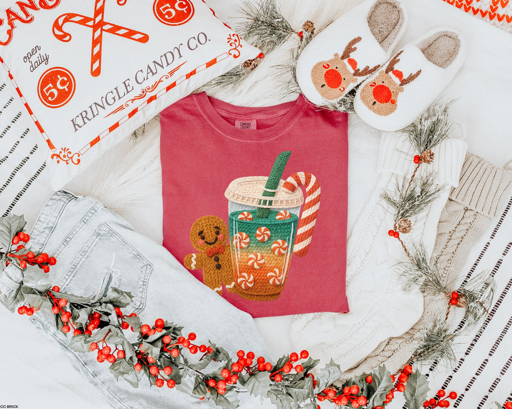 Faux Embroidered Gingerbread Coffee MATTE CLEAR FILM