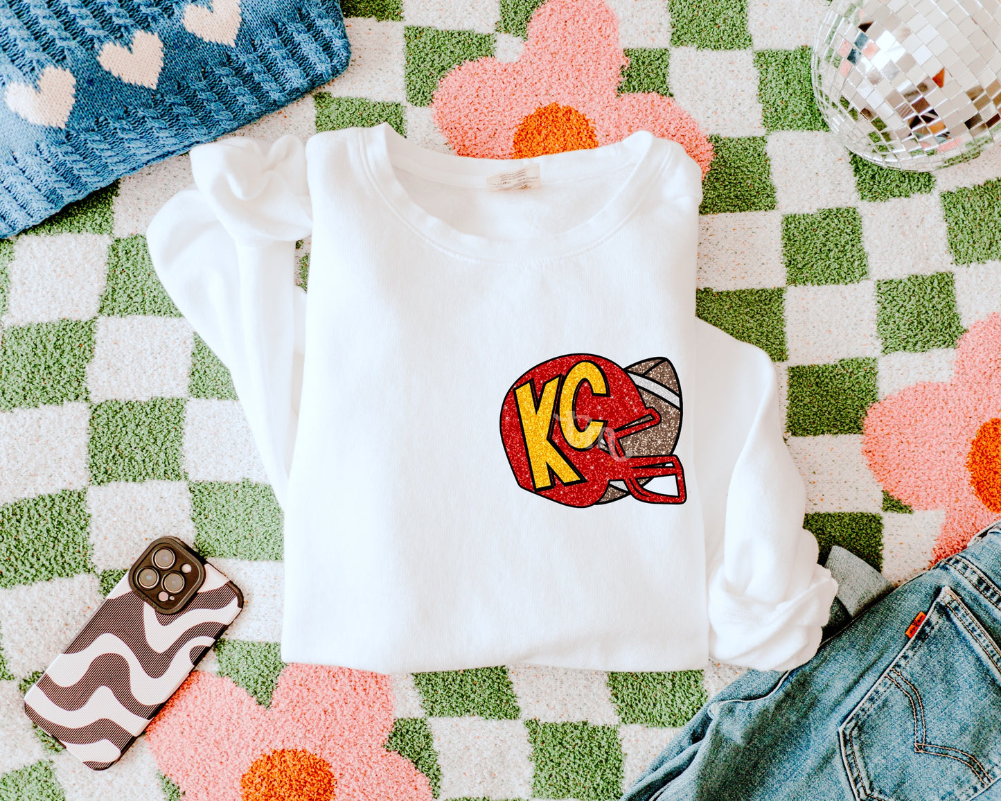 Sequin Glitter KC HELMET FULL SIZE + POCKET