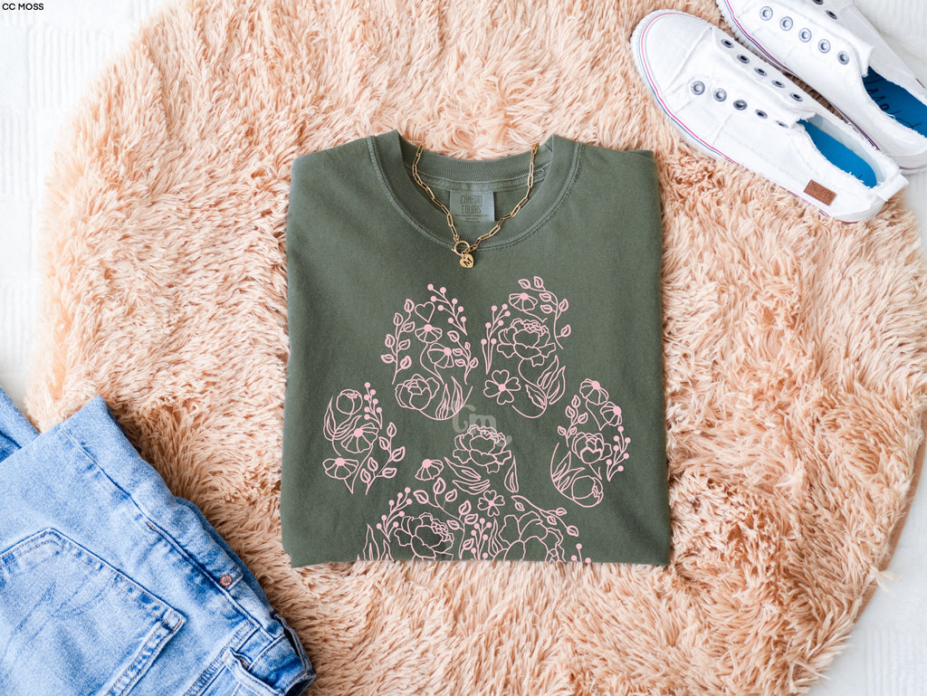 Floral Dog Paw DUSTY ROSE INK