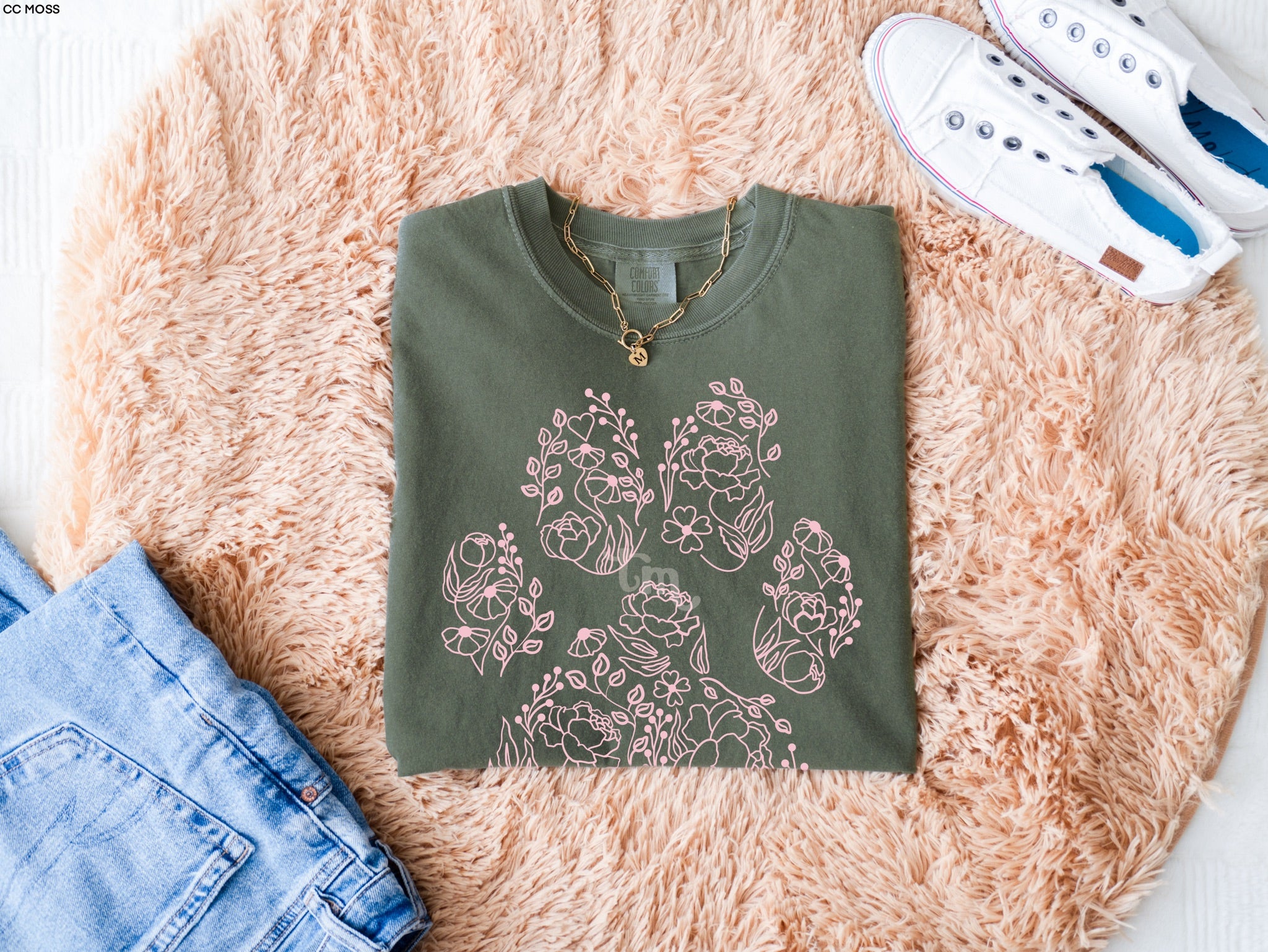 Floral Dog Paw DUSTY ROSE INK