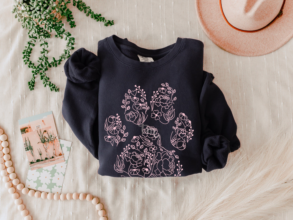 Floral Dog Paw DUSTY ROSE INK