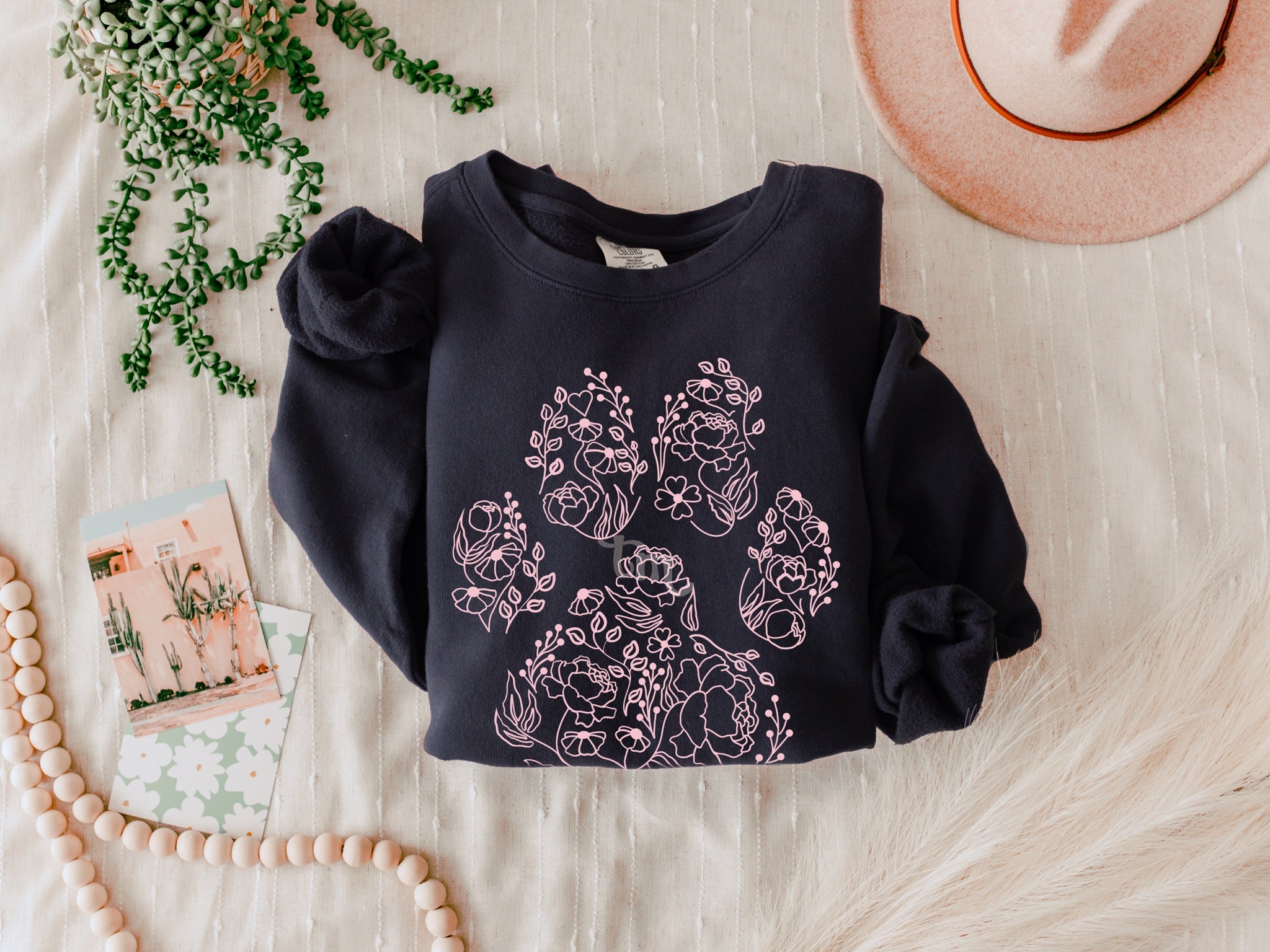 Floral Dog Paw DUSTY ROSE INK