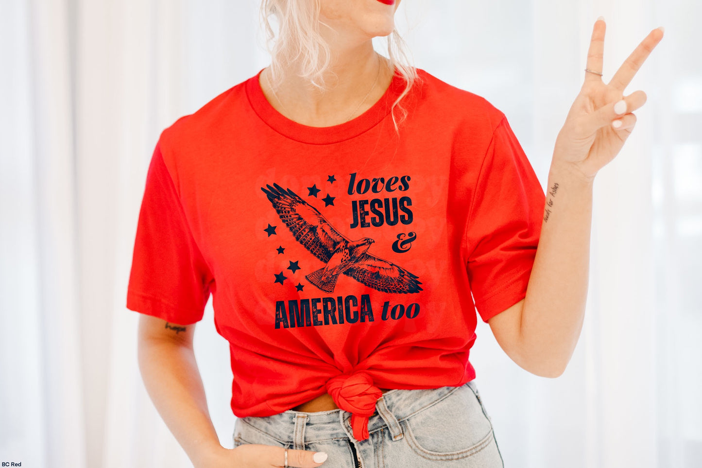 Loves Jesus And America Too DARK NAVY INK