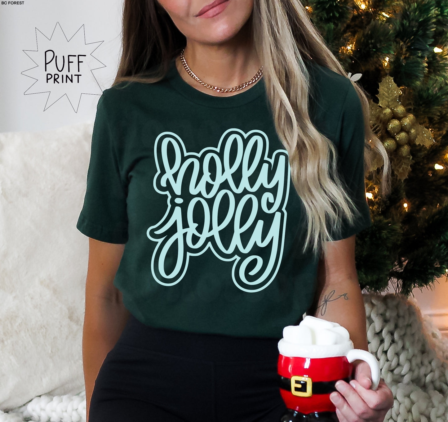 Holly Jolly Outline PUFF MINT INK 350 DEGREES