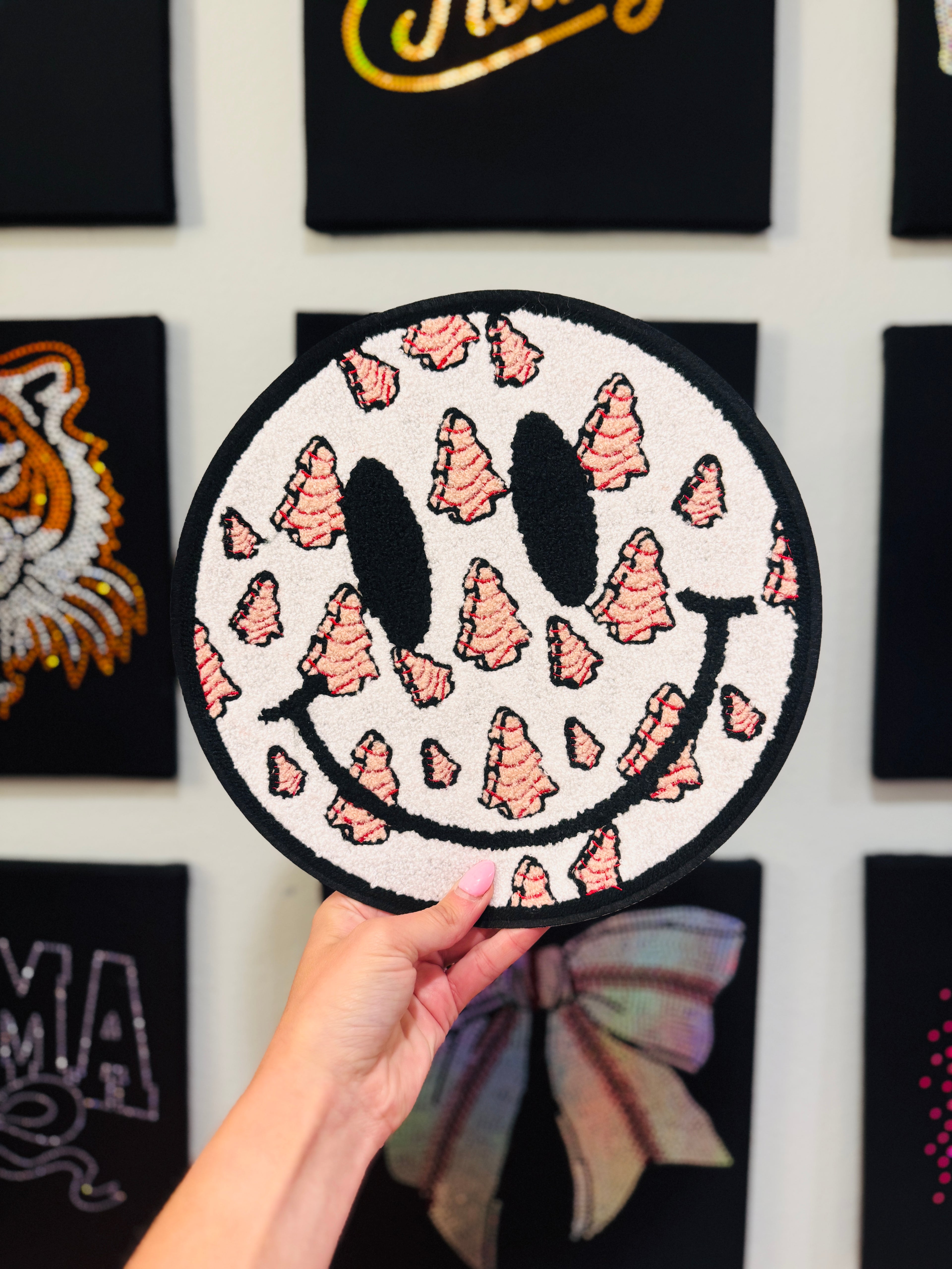 Happy Face Cakes || 10.5” Chenille Patch