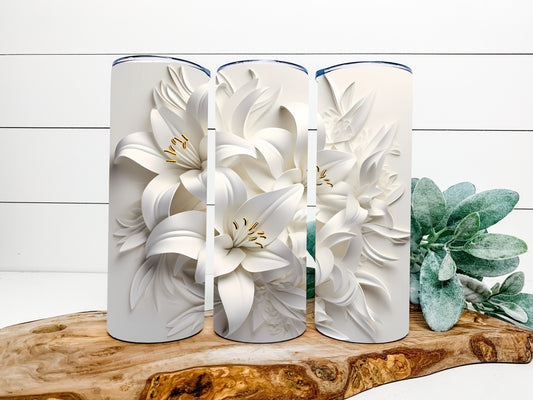 3D White Lillies Flowers