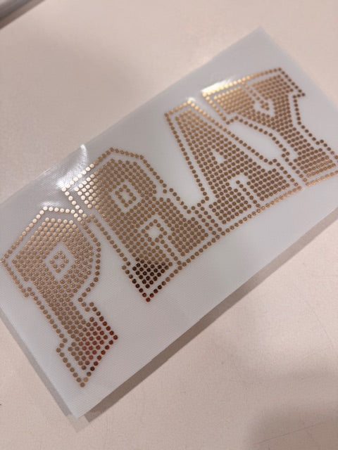 READY TO SHIP // Pray Varsity SPANGLE TRANSFER c. 337