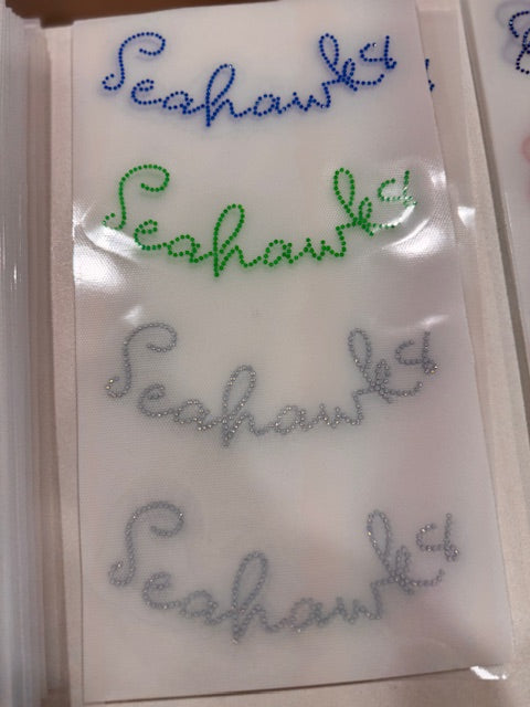 READY TO SHIP // Seahawks Collars RHINESTONE TRANSFER c. White Opal + Emerald Neon + Blue Neon