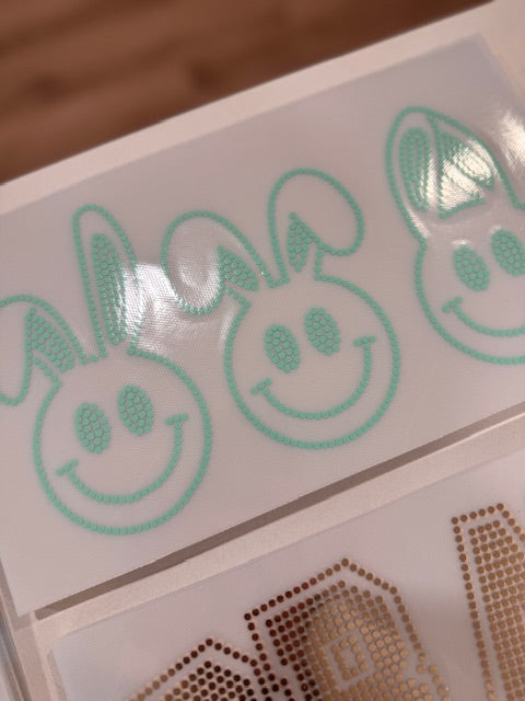 MADE TO ORDER // Bunny Happy Faces SPANGLE TRANSFER c. 6290