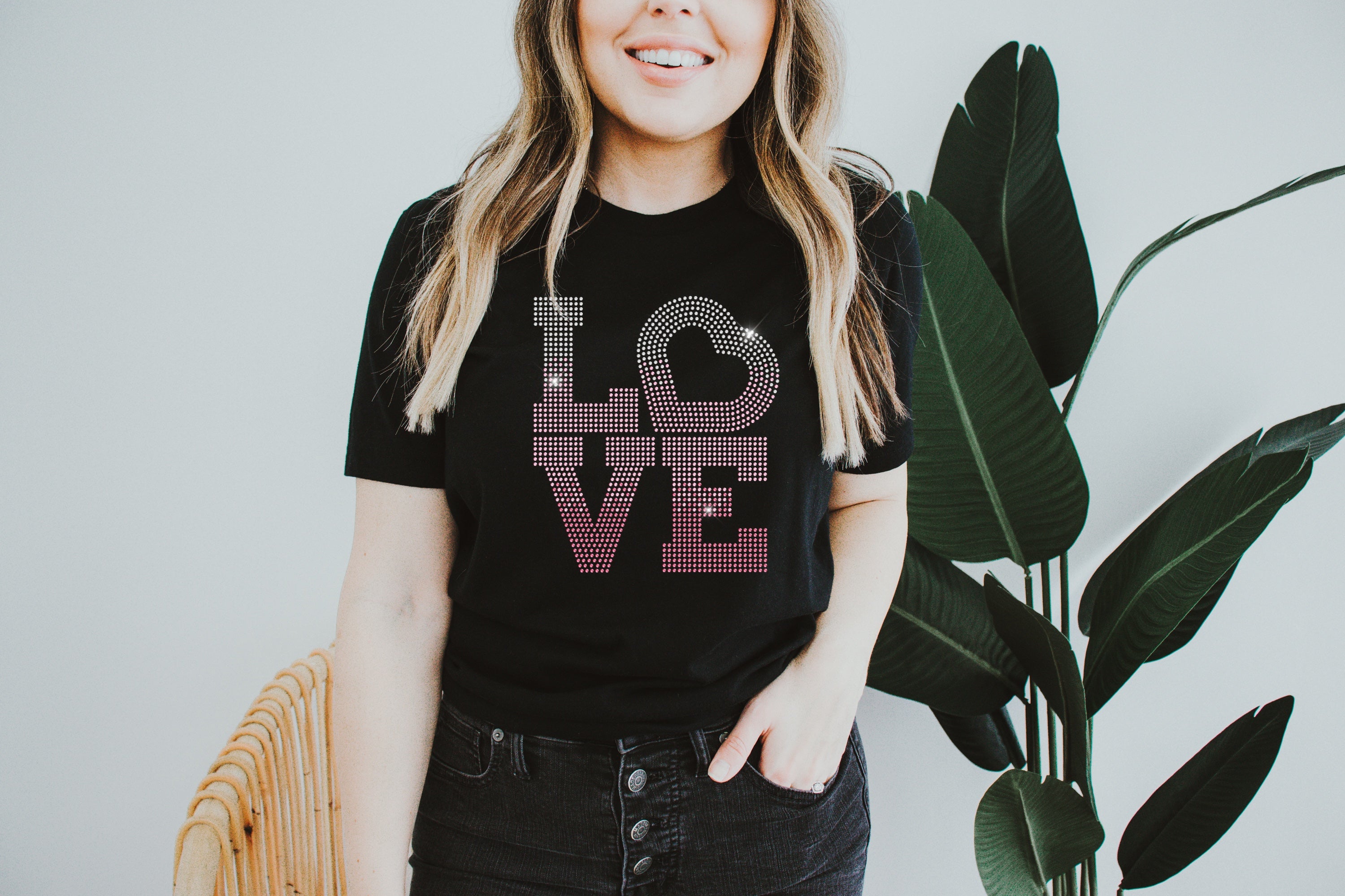 Love Stacked Ombre RHINESTONE TRANSFER