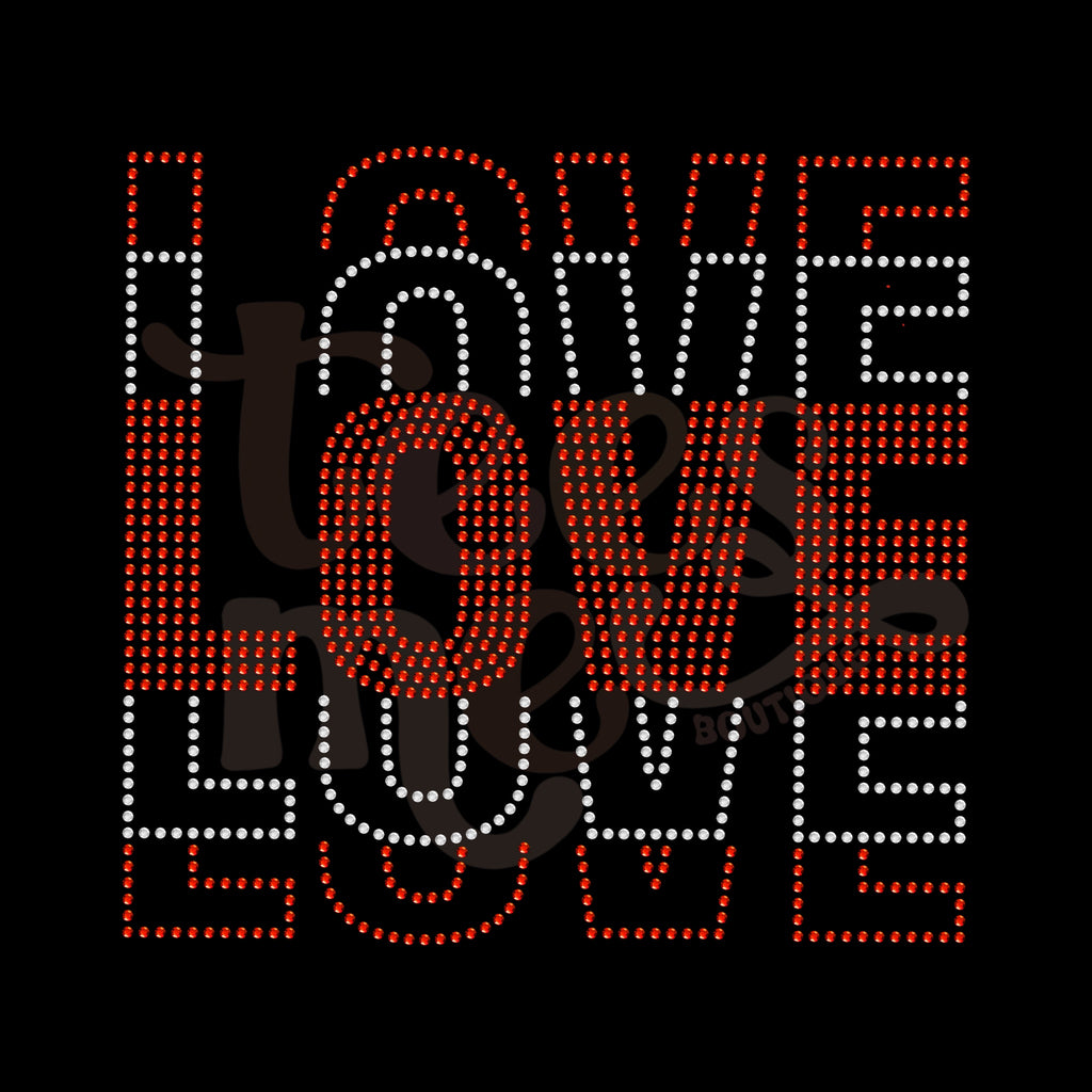 Love Fan Out Stacked RHINESTONE TRANSFER