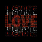 Love Fan Out Stacked RHINESTONE TRANSFER