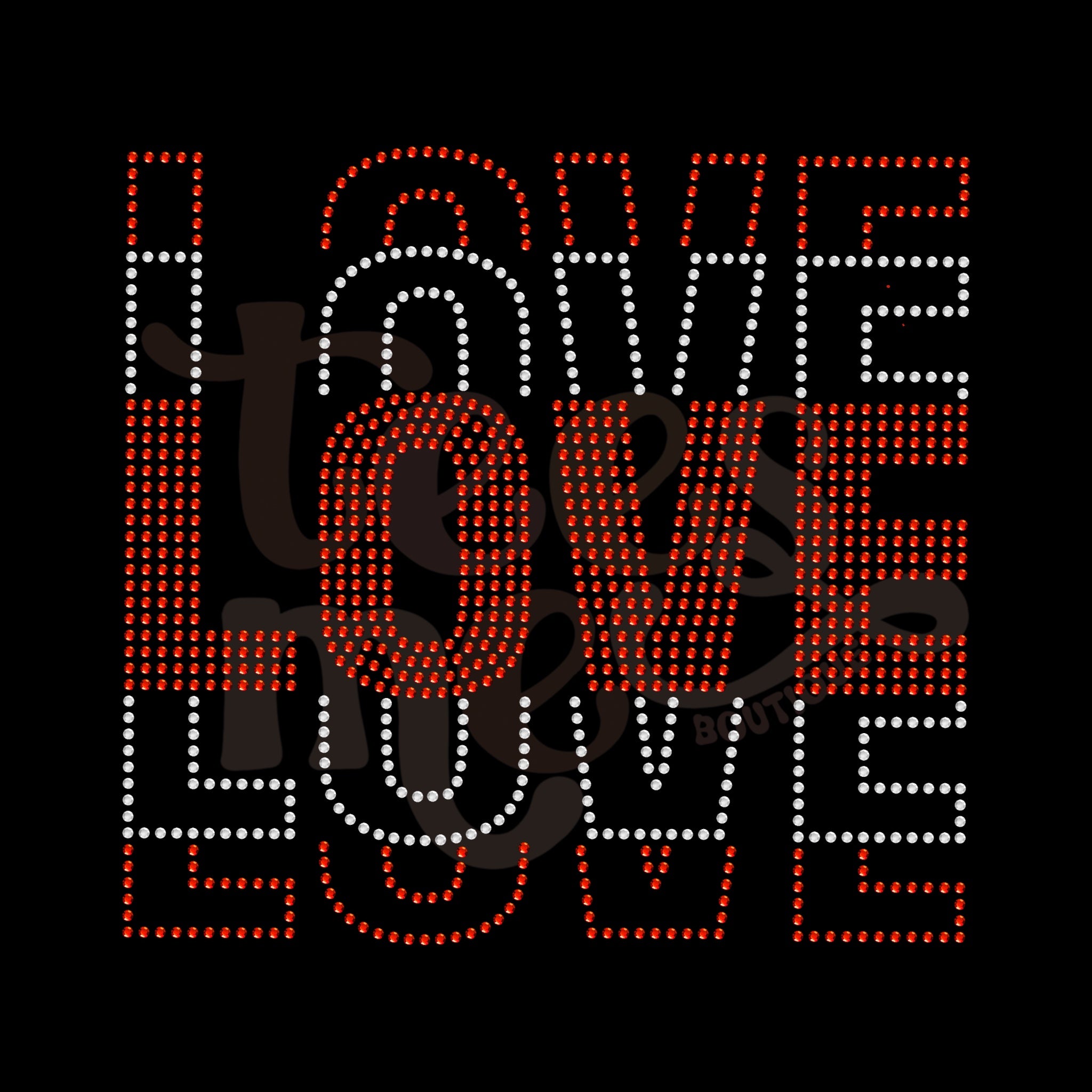 Love Fan Out Stacked RHINESTONE TRANSFER