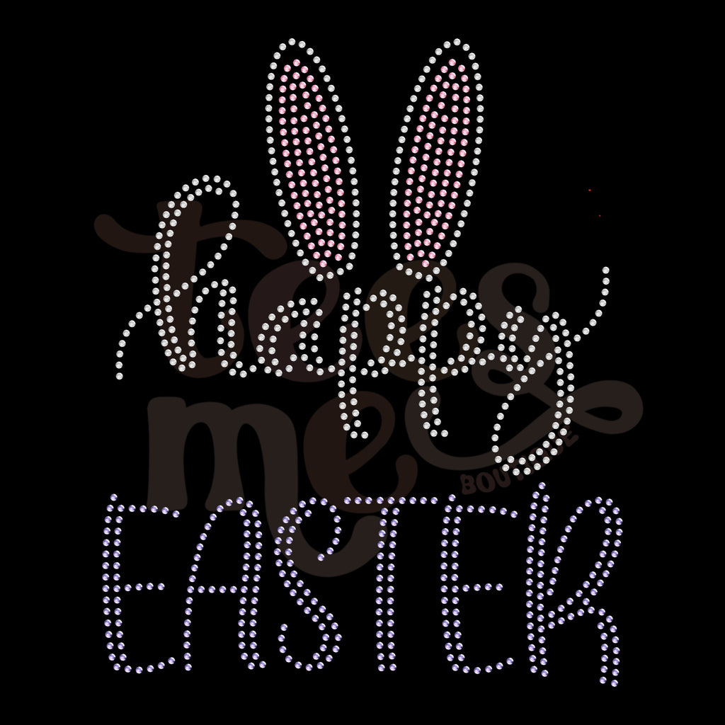 Happy Easter Bunny Ears RHINESTONE TRANSFER