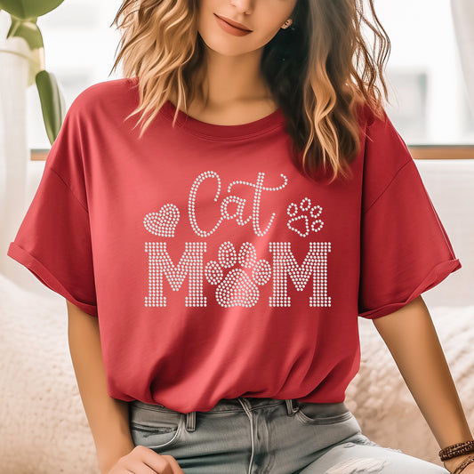 Cat Mom RHINESTONE TRANSFER