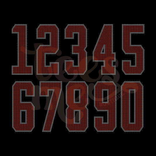 Custom SPANGLE Text SPANGLE Transfer - 12" Athletic Numbers - Two Color
