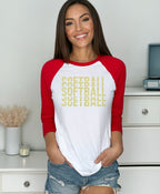 Stacked Softball One Color RHINESTONE TRANSFER