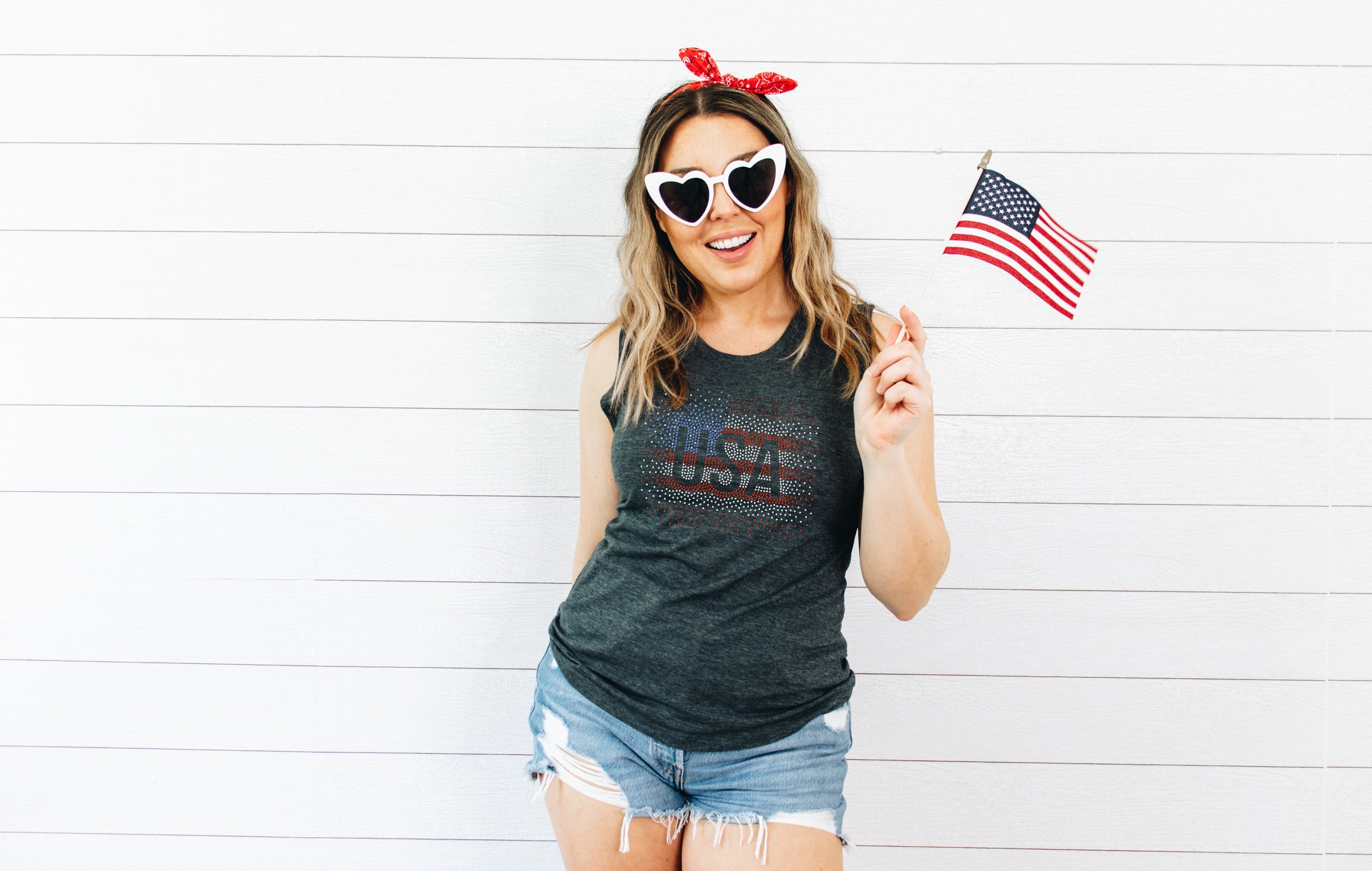 USA Flag Scatter RHINESTONE TRANSFER