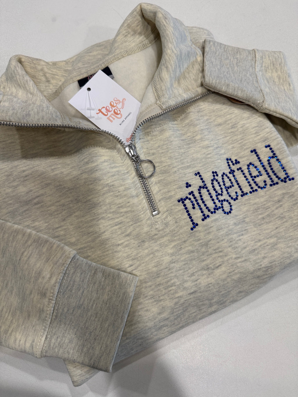 Ridgefield Quarter Zip (Oatmeal) Rhinestone Design