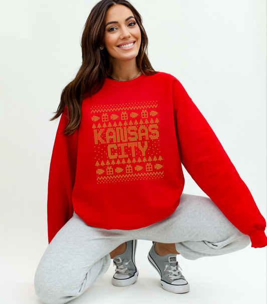 Kansas City Christmas Sweatshirt RHINESTONE TRANSFER