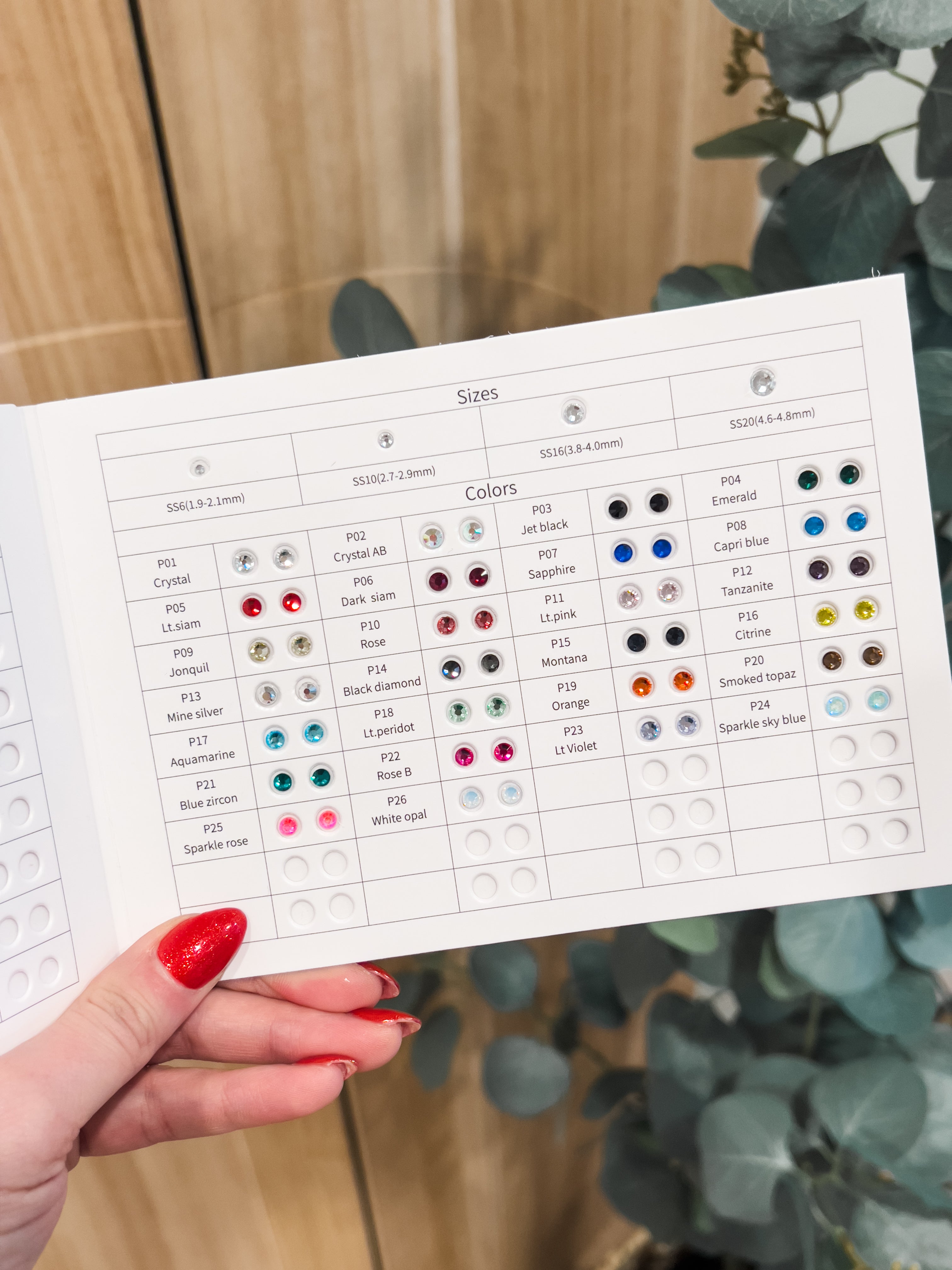 Rhinestone Color + Size Book