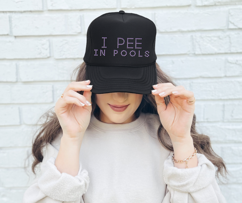 I Pee in Pools SHEET OF FOUR RHINESTONE TRANSFERS