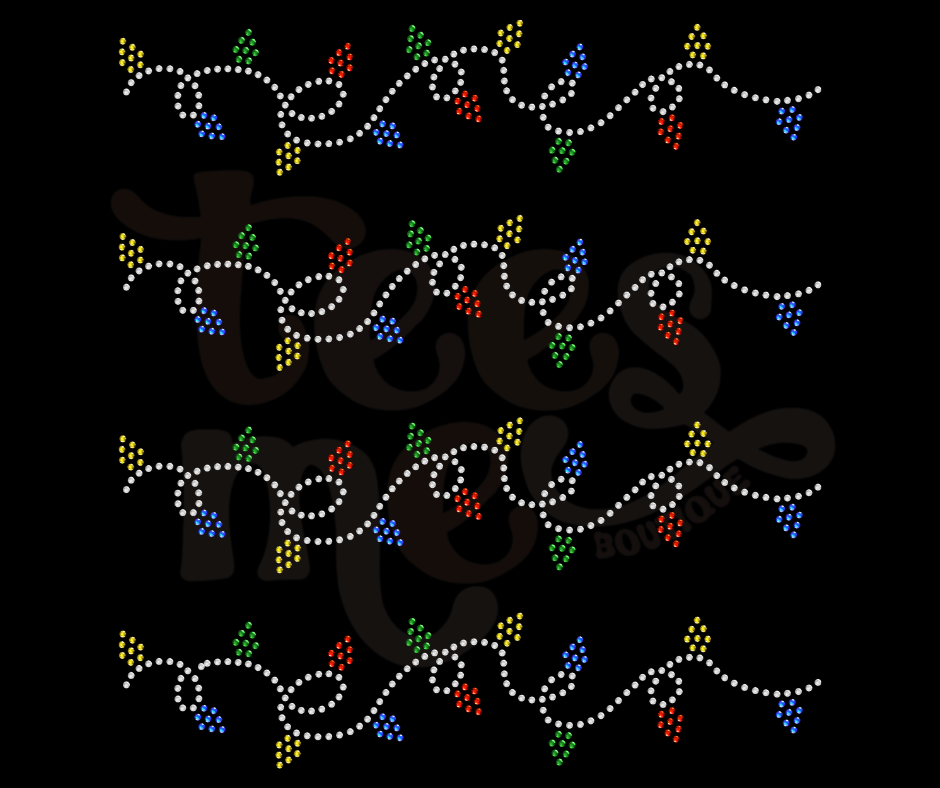 String of Christmas Lights (sleeve detail) SHEET OF FOUR RHINESTONE TRANSFER