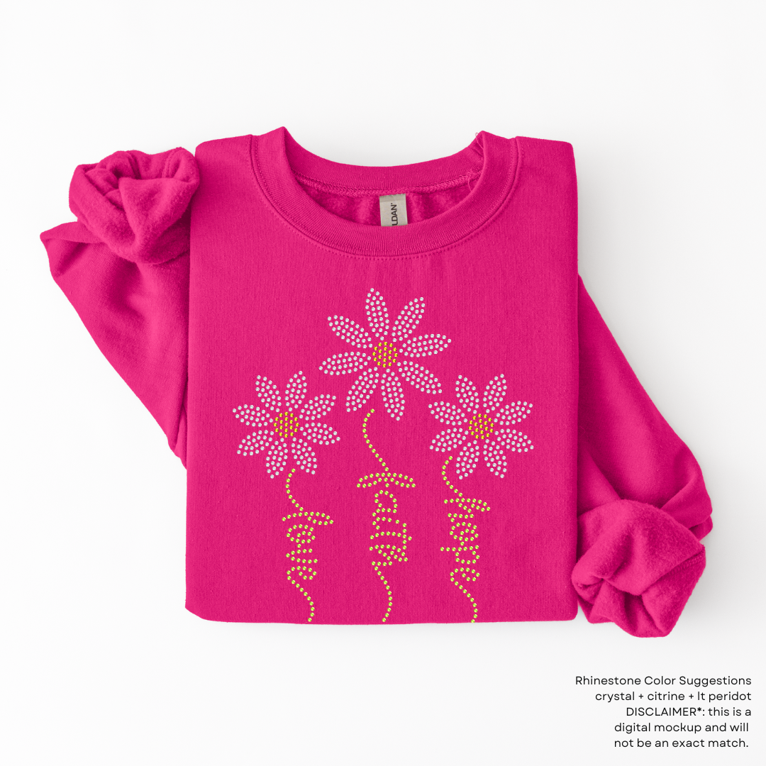 Love Faith Hope Daisies RHINESTONE TRANSFER