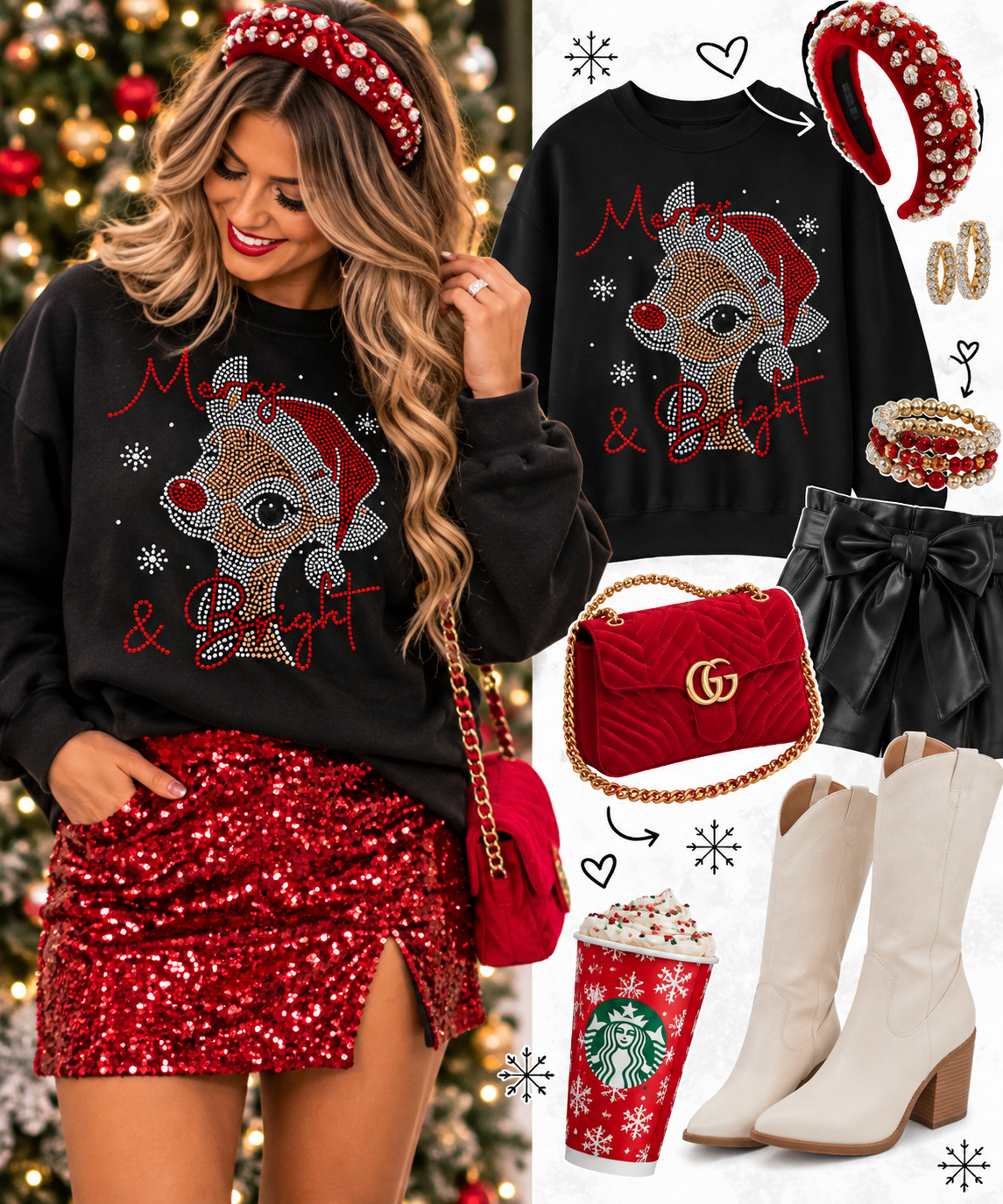 MADE TO ORDER // Merry and Bright Reindeer SPANGLE TRANSFER c. 2899 + 116 + 102