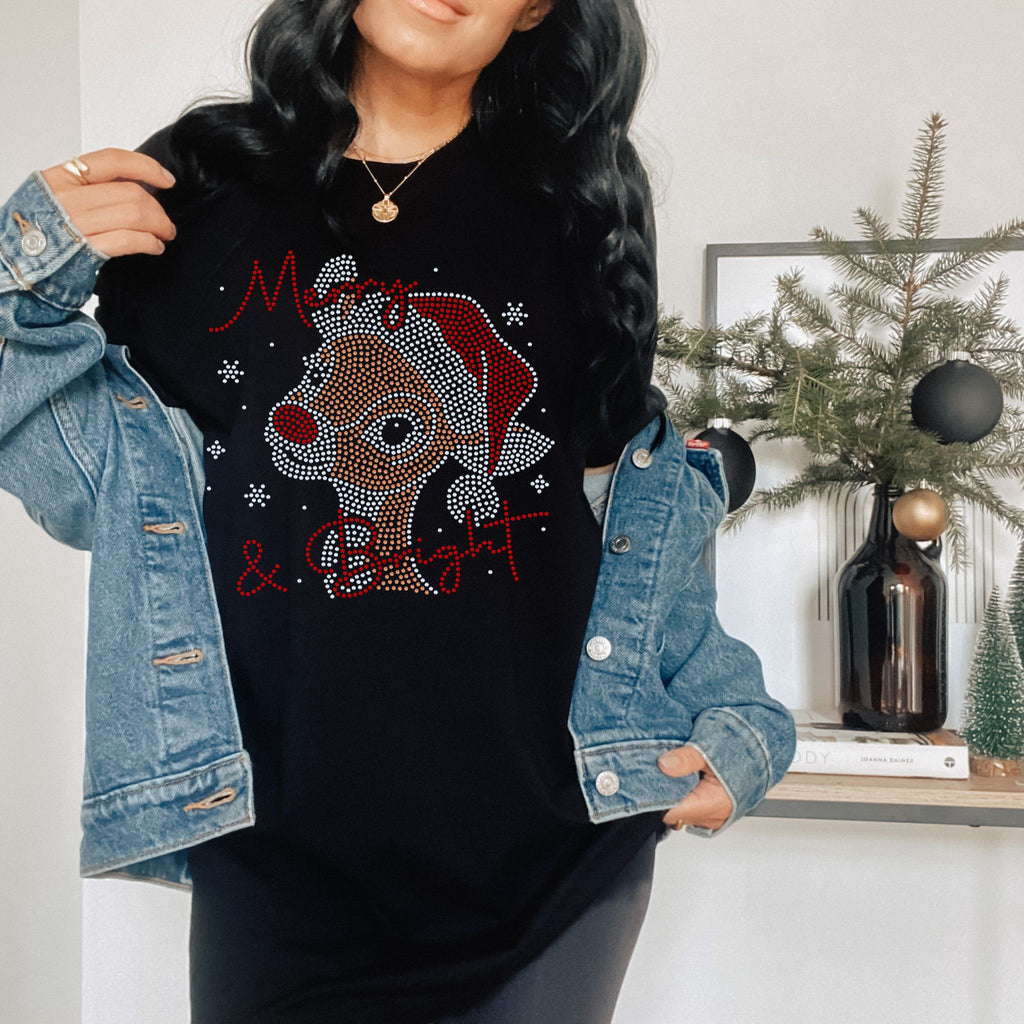 Merry and Bright Reindeer SPANGLES TRANSFER