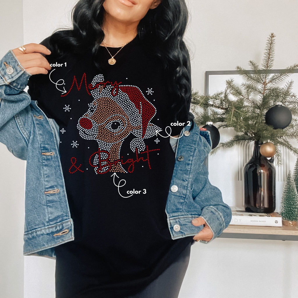 Merry and Bright Reindeer SPANGLES TRANSFER