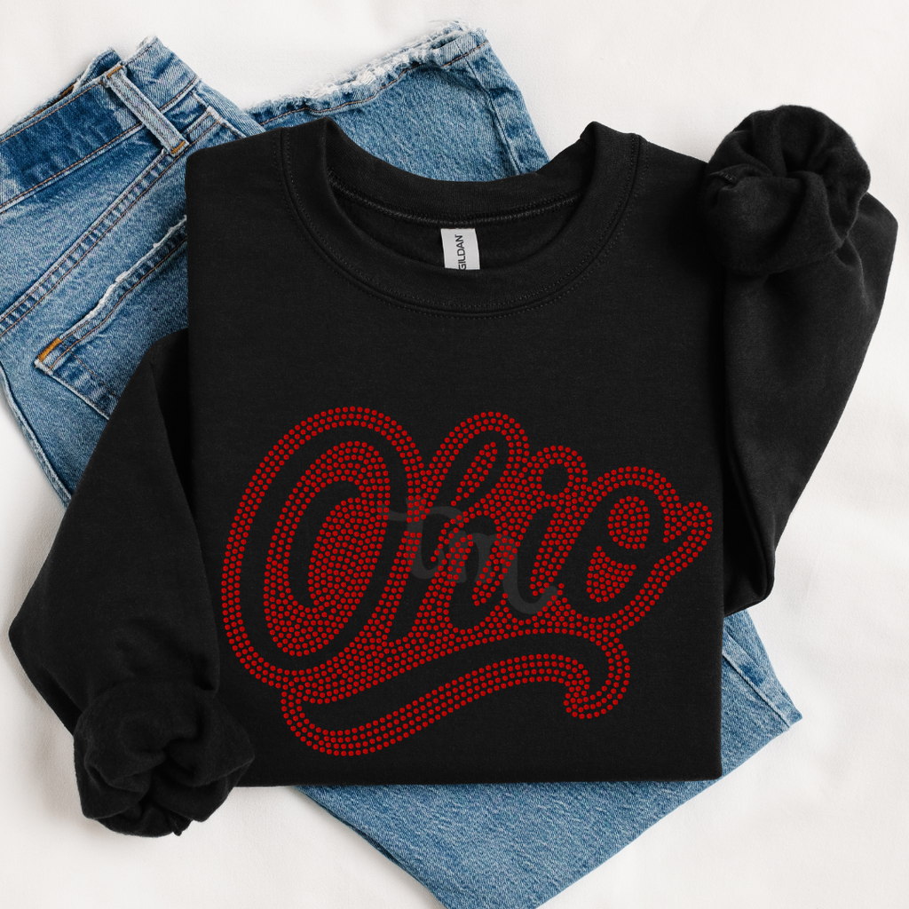 Ohio Script Style RHINESTONE TRANSFER