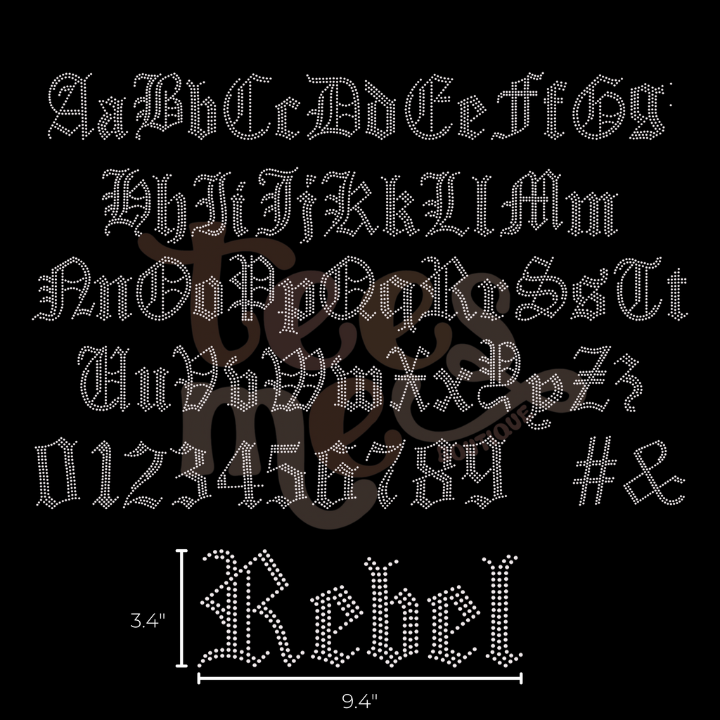 Semi Custom Spangle Transfer - Old English Font