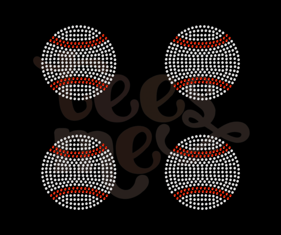 Baseball Pocket SHEET OF FOUR RHINESTONE TRANSFER