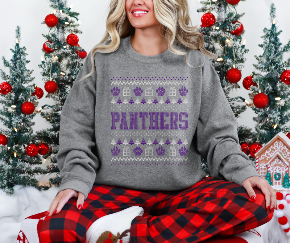 Panthers Christmas Sweater SPANGLES TRANSFER