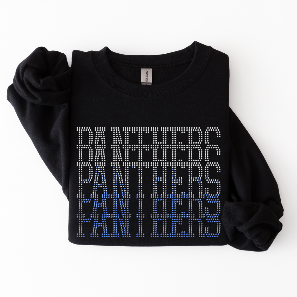 Panthers Fade Stacked RHINESTONE TRANSFER